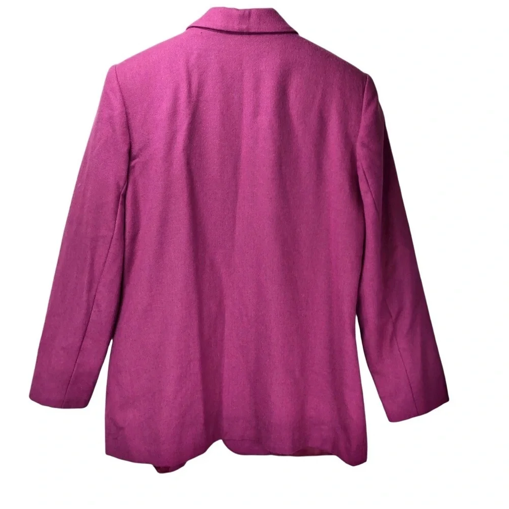 Vtg 90’s Sag Harbor 100% Wool Blazer Wo’s 12 Fuchsia Pink Classic Retro Office